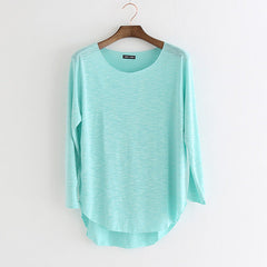 100% Cotton tee shirt femme 2020 Harajuku long sleeve t shirt women tops fashion work blusa loose t-shirt camiseta mujer 1414