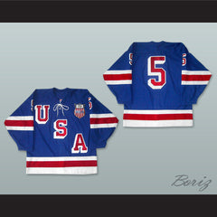 1960 Herb Brooks 5 USA Hockey Jersey with Patch