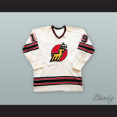 1974-75 WHA Alain Caron 19 Michigan Stags White Hockey Jersey
