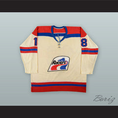 1977-78 WHA Bobby Sheehan 18 Indianapolis Racers White Hockey Jersey