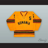 1980 Sandor Gall 5 Romania National Team Yellow Hockey Jersey