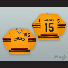 1980 Alexandru Halauca 15 Romania National Team Yellow Hockey Jersey