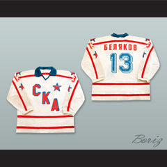 1995-96 Viktor Belyakov 13 SKA Saint Petersburg White Hockey Jersey