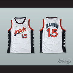 1996 Hakeem Olajuwon 15 USA Team Home Basketball Jersey