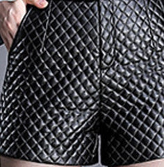 1pcs High waist shorts Women's leather shorts Spring New Fashion faux fur PU leathe plaid Ladies Skinny Leatherwear shorts
