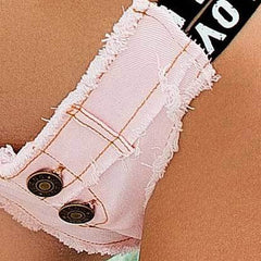 1pcs Low waist Sexy Women's jeans denim shorts Summer Fashion Denim Letter prints Ladies Skinny cotton super short jeans