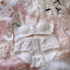 2 Pc Ethika Women Set Lace Cotton Underwear Suit Soft White French Japanese Women's Sexy Lingerie Cute Bra Panties New