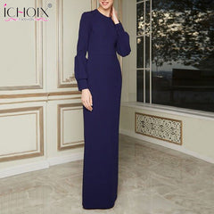 2019 Autumn Long Party Dress Women Winter Blue Women Office Dress Style Split Elegant Evening Female Bodycon Maxi Wrap Dresses