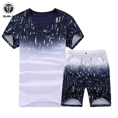 2019 Men's Summer Shirts Short Fashion Men's Sets Casual Male Tracksuit Slim Fit Tees Sweatshirt Brand Clothing