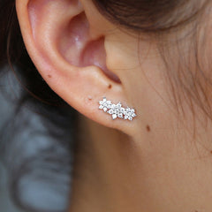 2019 New Arrival Brinco Earrings Cute Jewelry Delicate Girl Women Ear Stud Tiny Cz Flower 925 Sterling Small Minimalist Earring