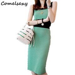 2019 New High Quality Summer Fashion Runway Geometric Knitted 2 Piece Set Women Sleeveless Vest+High Waist Pencil Skirt Suit Set