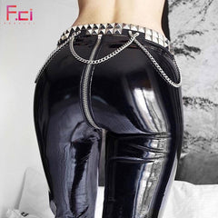 2019 Women Sexy Shiny PU leather Leggings with Back Zipper Push Up Faux Leather Pants Latex Rubber Pants Jeggings Black Red