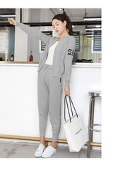 2019Spring and autumn new fashion knit sweater sports suit women's cardigan thin casual pants two sets of tide