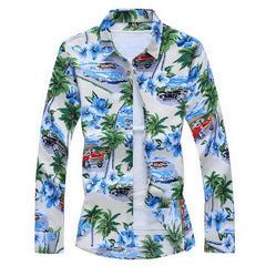 2020 Autumn Spring Clothes Shirt Men Long Sleeves Big Size M-5XL 6XL 7XL Print Hawaiian Beach Casual Floral Shirt For Man