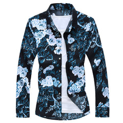2020 Autumn Spring Clothes Shirt Men Long Sleeves Big Size M-5XL 6XL 7XL Print Hawaiian Beach Casual Floral Shirt For Man