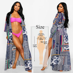 2020 Bikini Cover-ups Bohemian Dot Printed Flare Sleeve Ruffed Summer Beach Dress Chiffon Tunic Women Swimsuit Cover Up Q914