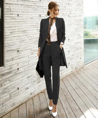 2020 Business Ladies women two piece outfits Formal OL style Elegant Skinny Long Blazer Pants Two Pieces Sets