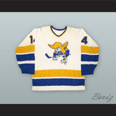 1974-75 WHA Gary Gambucci 14 Minnesota Fighting Saints White Hockey Jersey
