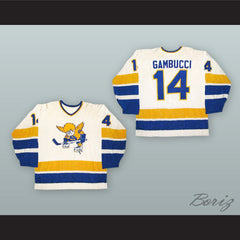 1974-75 WHA Gary Gambucci 14 Minnesota Fighting Saints White Hockey Jersey
