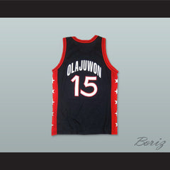 1996 Hakeem Olajuwon 15 USA Team Away Basketball Jersey