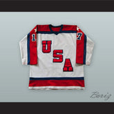 1983-84 Scott Bjugstad 17 USA White Hockey Jersey