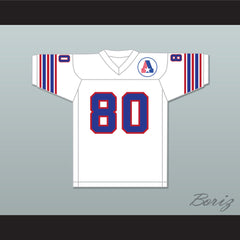 1974 WFL Steve Barrios 80 Birmingham Americans Home Football Jersey with Patch