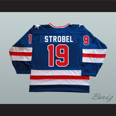 1980 Miracle On Ice Team USA Eric Strobel 19 Hockey Jersey Blue