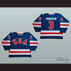 1980 Miracle On Ice Team USA Ken Morrow 3 Hockey Jersey Blue