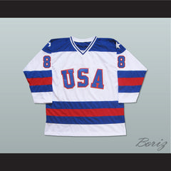1980 Miracle On Ice Team USA Dave Silk 8 Hockey Jersey White
