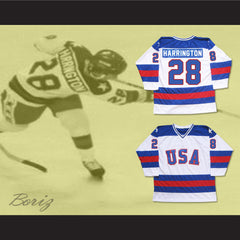1980 Miracle On Ice Team USA John Harrington 28 Hockey Jersey White