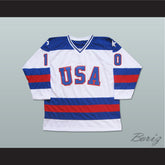 1980 Miracle On Ice Team USA Mark Johnson 10 Hockey Jersey White