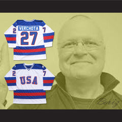 1980 Miracle On Ice Team USA Phil Verchota 27 Hockey Jersey White