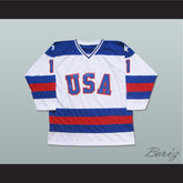 1980 Miracle On Ice Team USA Steve Janaszak 1 Hockey Jersey White