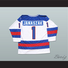 1980 Miracle On Ice Team USA Steve Janaszak 1 Hockey Jersey White