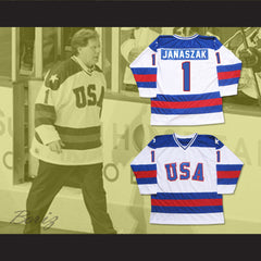 1980 Miracle On Ice Team USA Steve Janaszak 1 Hockey Jersey White