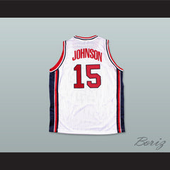 1992 Magic Johnson 15 USA Team Home Basketball Jersey