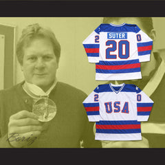 1980 Miracle On Ice Team USA Bob Suter 20 Hockey Jersey White