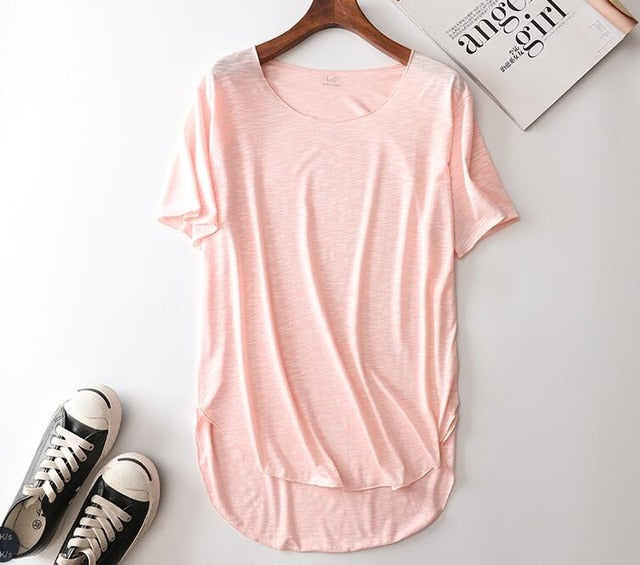 100% Cotton Summer Fitness New Short Sleeve T Shirt Harajuku Loose Model Women T-shirt Casual O-neck Slim Fashion Woman Clothes