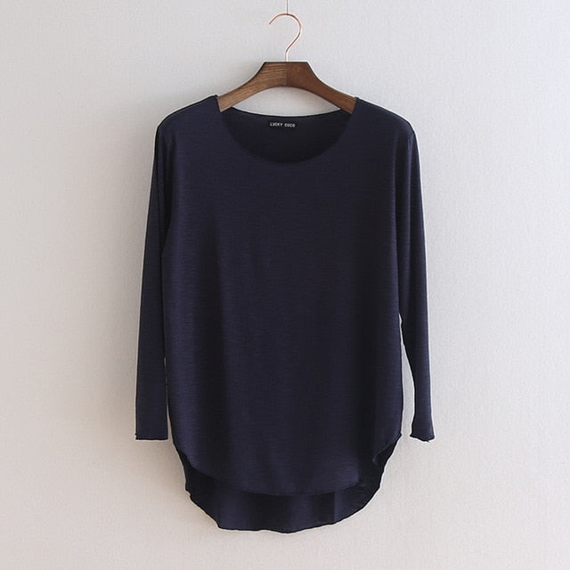 100% Cotton tee shirt femme 2020 Harajuku long sleeve t shirt women tops fashion work blusa loose t-shirt camiseta mujer 1414