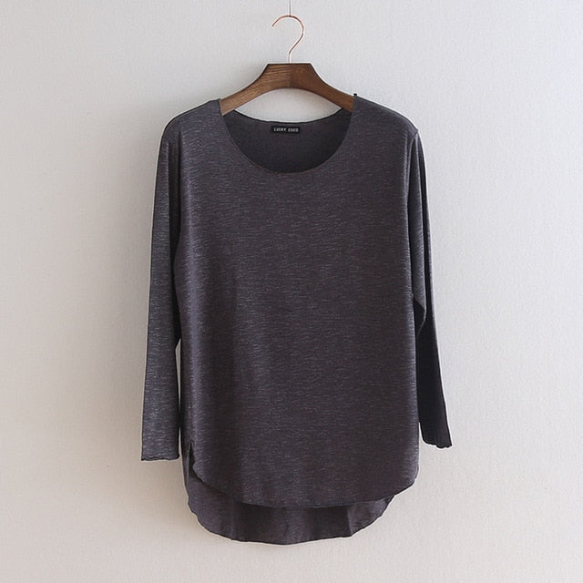 100% Cotton tee shirt femme 2020 Harajuku long sleeve t shirt women tops fashion work blusa loose t-shirt camiseta mujer 1414