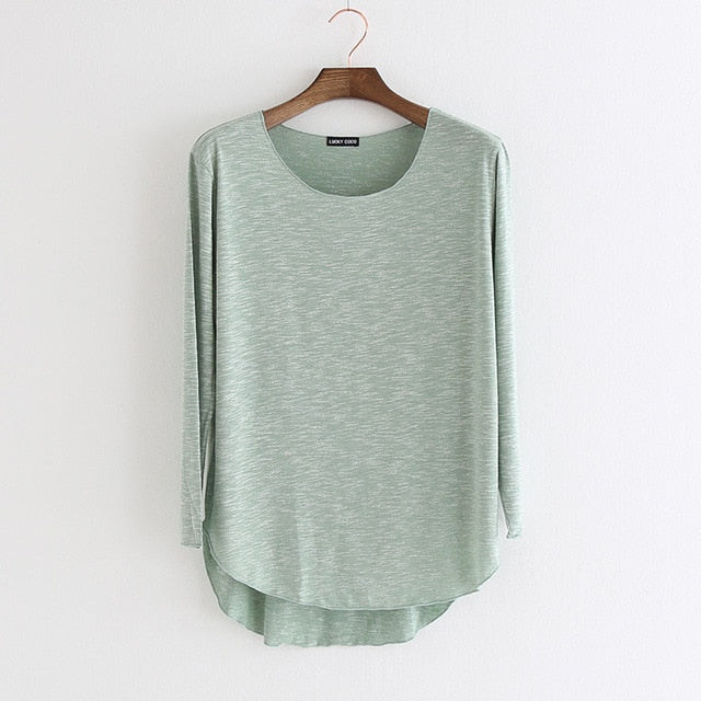 100% Cotton tee shirt femme 2020 Harajuku long sleeve t shirt women tops fashion work blusa loose t-shirt camiseta mujer 1414