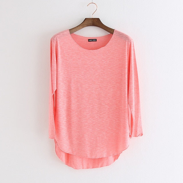 100% Cotton tee shirt femme 2020 Harajuku long sleeve t shirt women tops fashion work blusa loose t-shirt camiseta mujer 1414