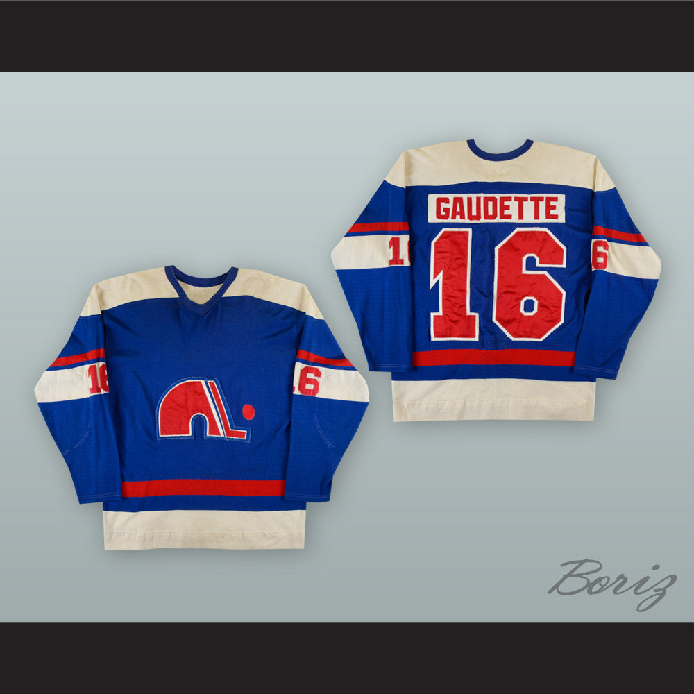 1973-74 WHA Andre Gaudette 16 Quebec Nordiques Blue Hockey Jersey