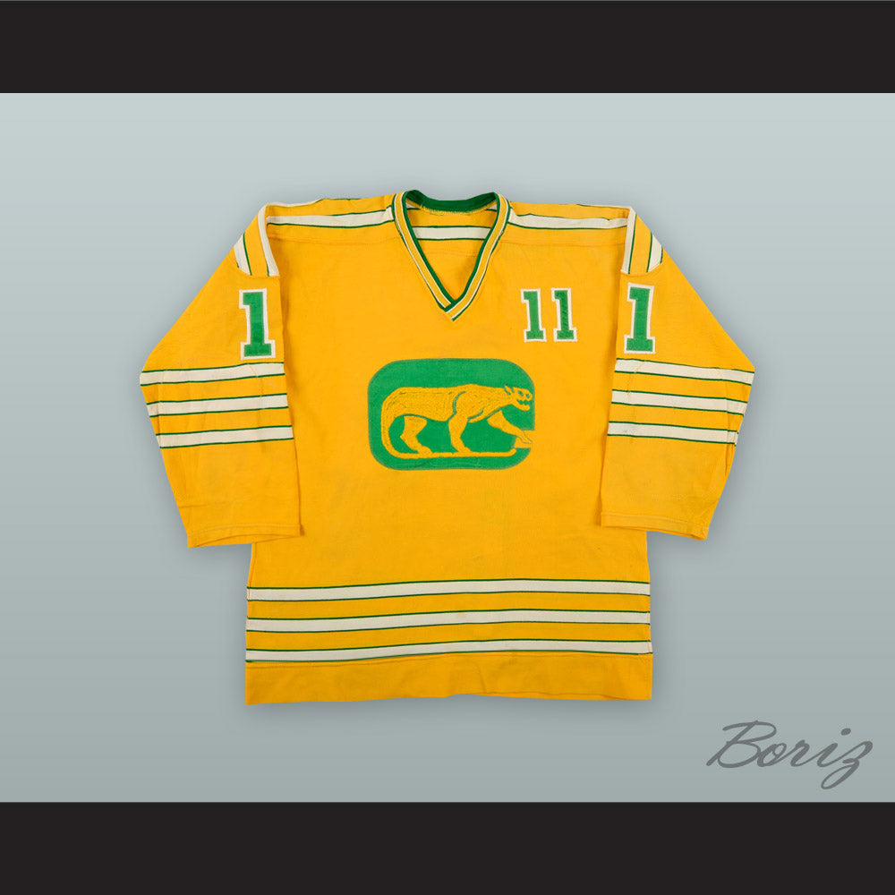 1973-74 WHA Brian Coates 11 Chicago Cougars Yellow Hockey Jersey