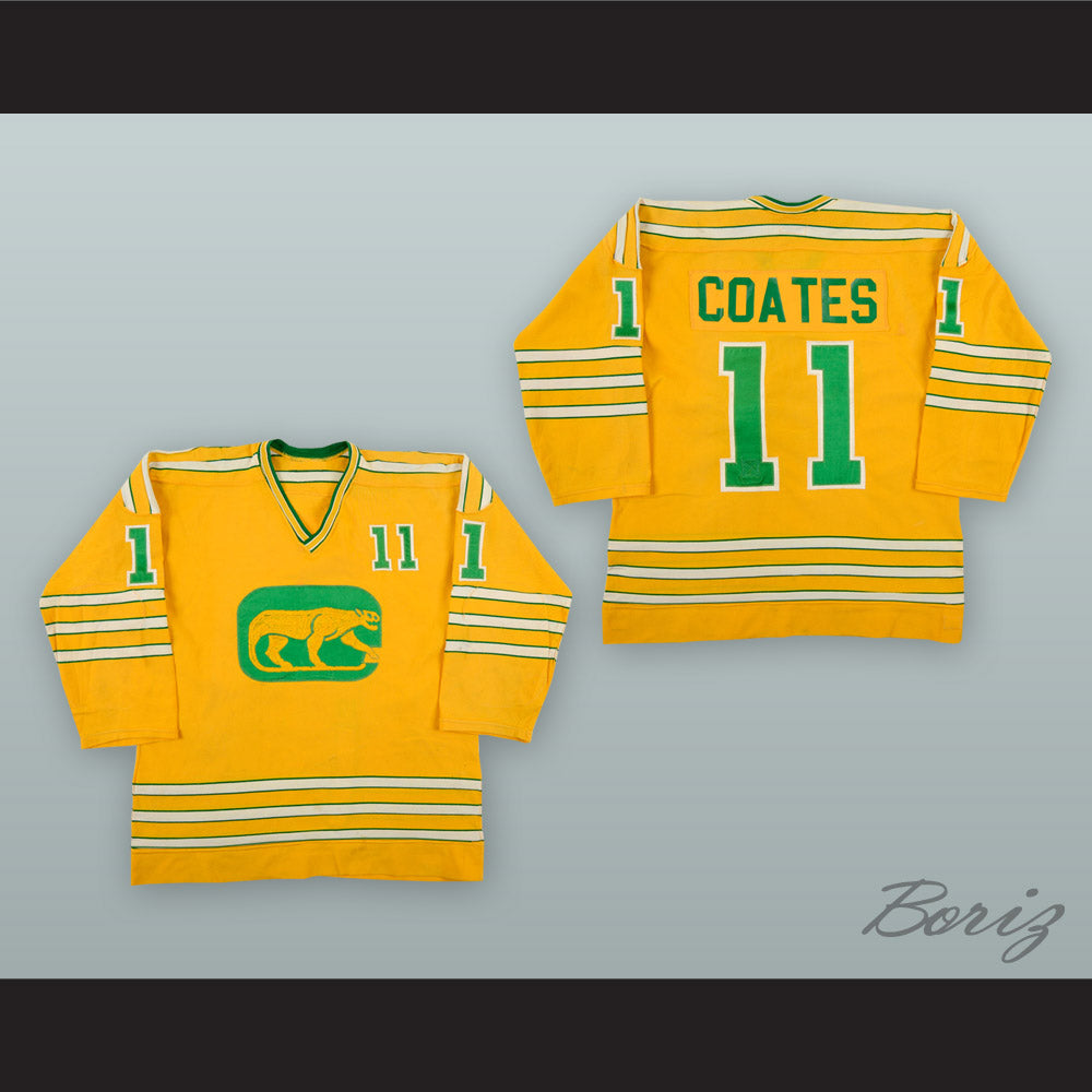 1973-74 WHA Brian Coates 11 Chicago Cougars Yellow Hockey Jersey
