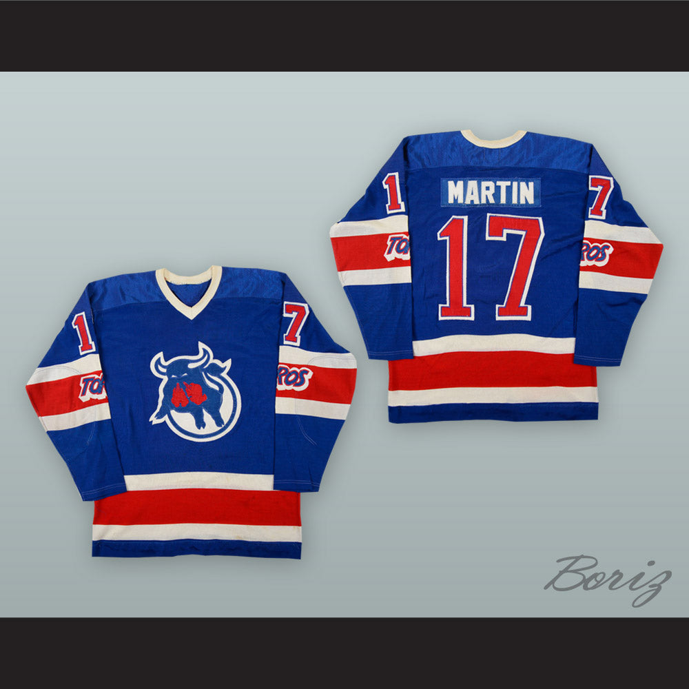 1973-74 WHA Tom Martin 17 Toronto Toros Blue Hockey Jersey