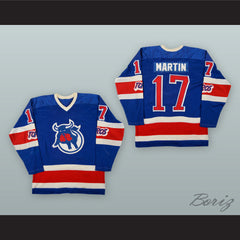 1973-74 WHA Tom Martin 17 Toronto Toros Blue Hockey Jersey