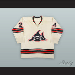1973-74 WHA Tom Serviss 24 Los Angeles Sharks White Hockey Jersey