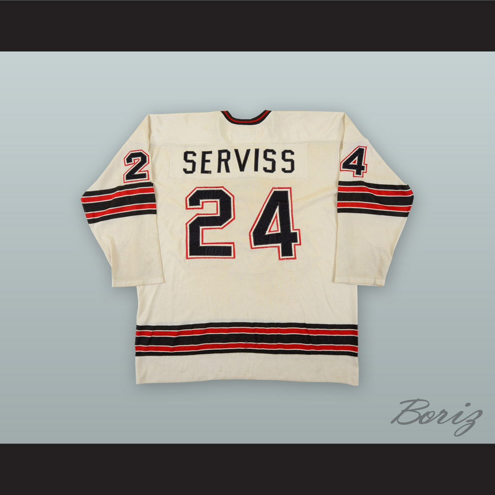1973-74 WHA Tom Serviss 24 Los Angeles Sharks White Hockey Jersey