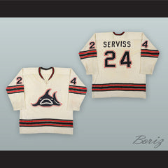 1973-74 WHA Tom Serviss 24 Los Angeles Sharks White Hockey Jersey